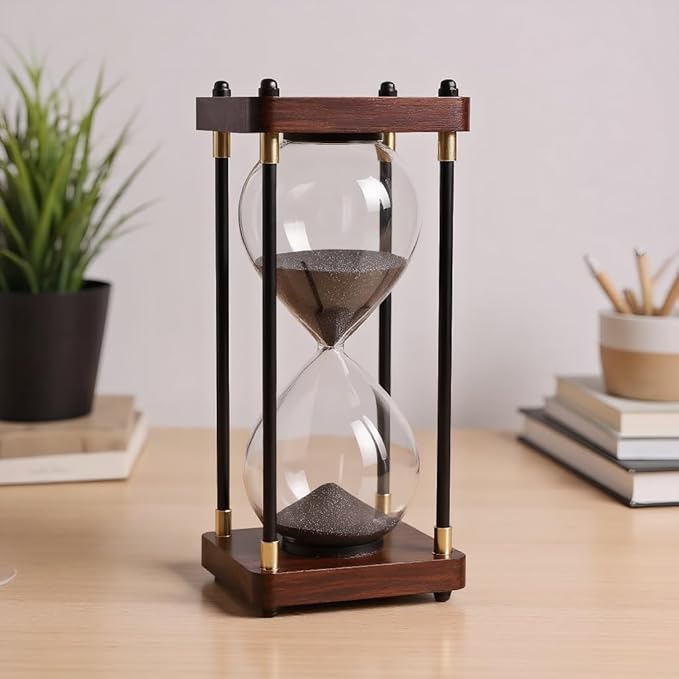 Hourglass Timer 60 Minutes Sand Timer for Gift 1 Hour Glass Sand Clock for Home/Desk/Office Decor and Classroom Timer (Black, 60 Minutes)