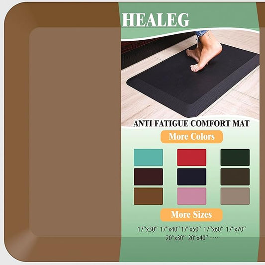 1" Extra Thick Anti Fatigue Floor Mat 30" L x 20" W,Kitchen Mat, Standing Desk Mat,140D Advanced PU Foam Ergonomic Comfort at Home, Office, Garage, Sink (Brown)