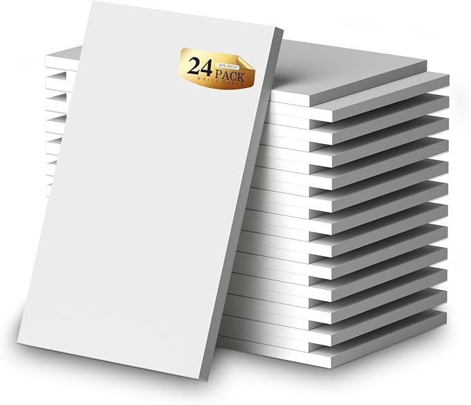 Small Note Pads 3x5 Pocket Notepad, 24 Pack Server Note Pads 3x5, White Memo Pads, Scratch Pads, Small Writing Pads White Paper, 50 Sheets per Blank Pocket Notepads 3x5 Scratch Paper for Work/School