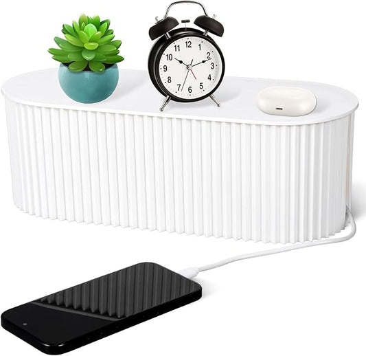 Cable Management Box Cord Hider Organizer Large Cable Organizer Box to Hide Power Strip & Under Desk, Cable Management Kit Wire Box for Power Strips, Surge Protectors, Chargers, Adapters Office Home
