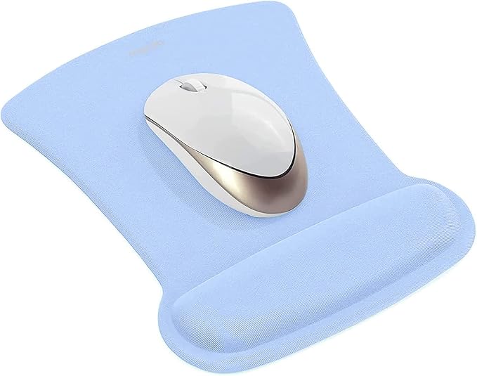 MOSISO Wrist Rest Support for Mouse Pad & Keyboard Set, Ergonomic Mousepad Non-Slip Base Home/Office Pain Relief & Easy Typing Cushion with Neoprene Cloth & Raised Memory Foam, Air Blue