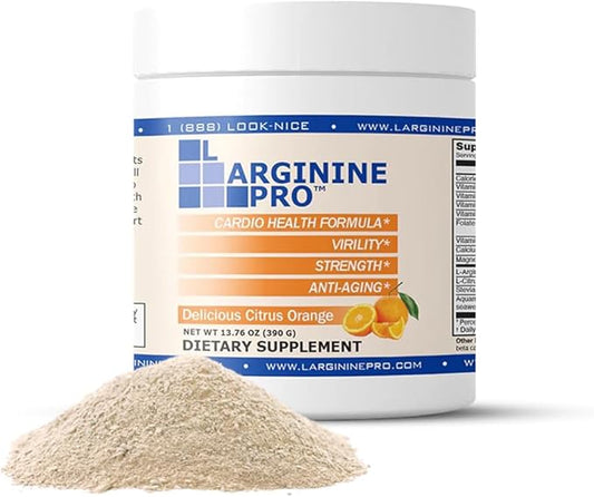 L-ARGININE PRO | 5,500mg L-Arginine Plus L-Citrulline 1,100mg Orange Powder Drink Mix Supplement for Increased Nitric Oxide Production
