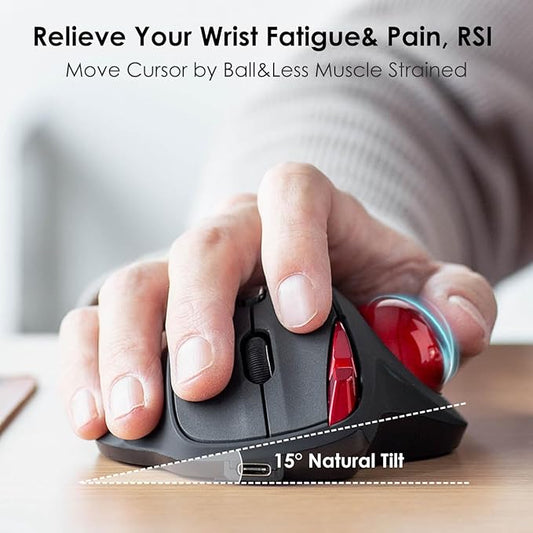 SANWA 2 Device Bluetooth Trackball Mouse, Silent Click Ergonomic Roller Ball Mouse, Wireless Rechargeable Thumb Mice, Programmable Buttons, 600-1600 DPI, Compatible with PC, Mac, Laptop, Windows