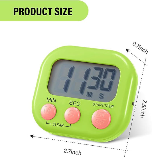 Weewooday 50 Pcs Magnetic Digital Timers for Classroom Multi Function Electronic Kitchen Timer Large Digits Countdown Stopwatch Loud Alarm for School Learning Cooking Study Work Game (10 Colors)