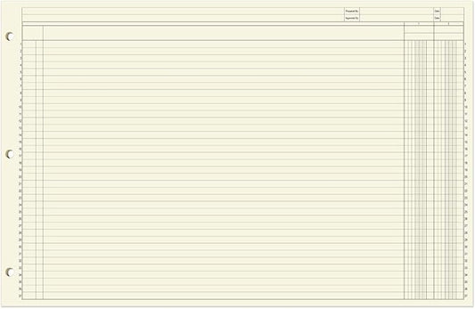 BookFactory Ledger Sheets/Large 2 Column Accounting Ledger Columnar (Two Columns) Loose Leaf Paper - 17'' x 11'', 50 Pages, Loose Leaf, 3 Hole Punched (SHEET-050-CLCLL(17x11-Ledger-2)-AX)