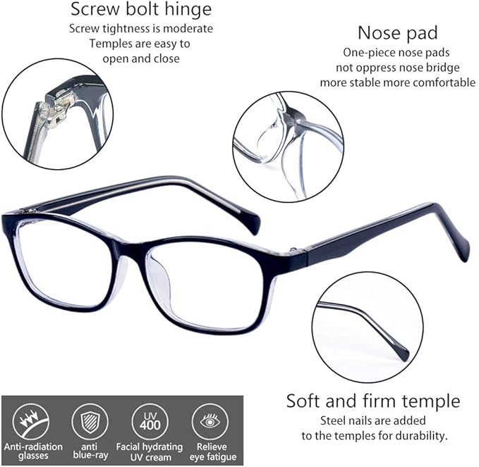 Outray Boys Girls Blue Light Blocking Glasses Anti-Blue Light Anti-Eyestrain Anti-Glare Anti UV Age 3-12 (2186c3 Purple)