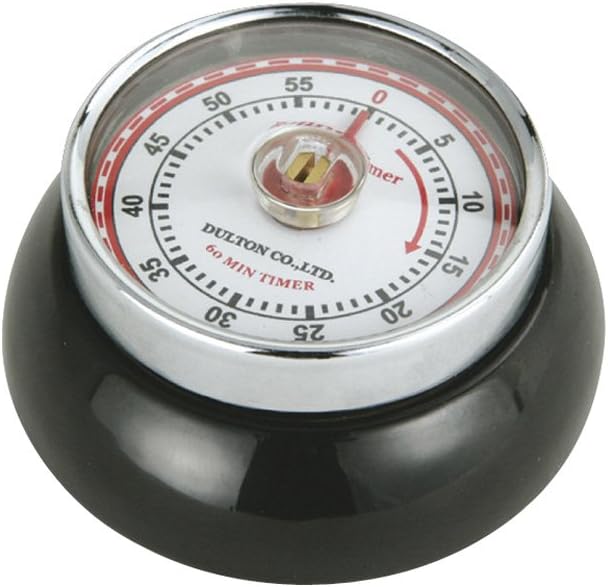 Zassenhaus Magnetic Retro Kitchen Timer, Classic Mechanical Cooking Timer (Black)