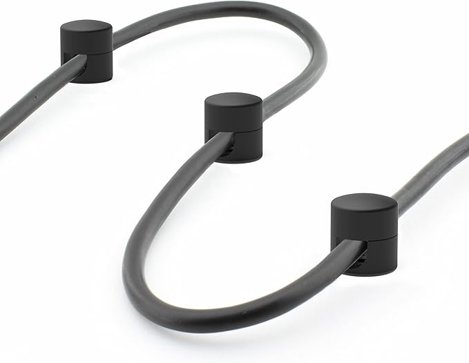 Cable Anchors for Desk Organization Black | Premium Aluminum Cord Organizers | Charger + Cable Management Clips for Home & Office | Stylish, Sturdy, & Functional | (3 Pack)