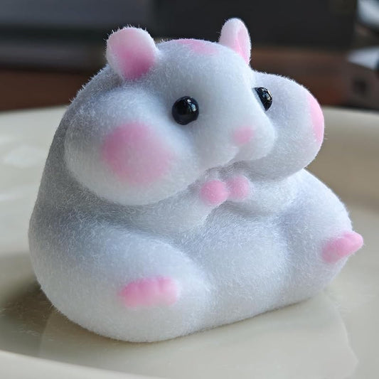 Handmade Flocked Hamster Taba Squishy Toy - Cute Realistic Silicone Animal Fidget Sensory Toy, Ultra-Soft Stress Relief Squeeze Toy for Relaxation Gift (Gray)