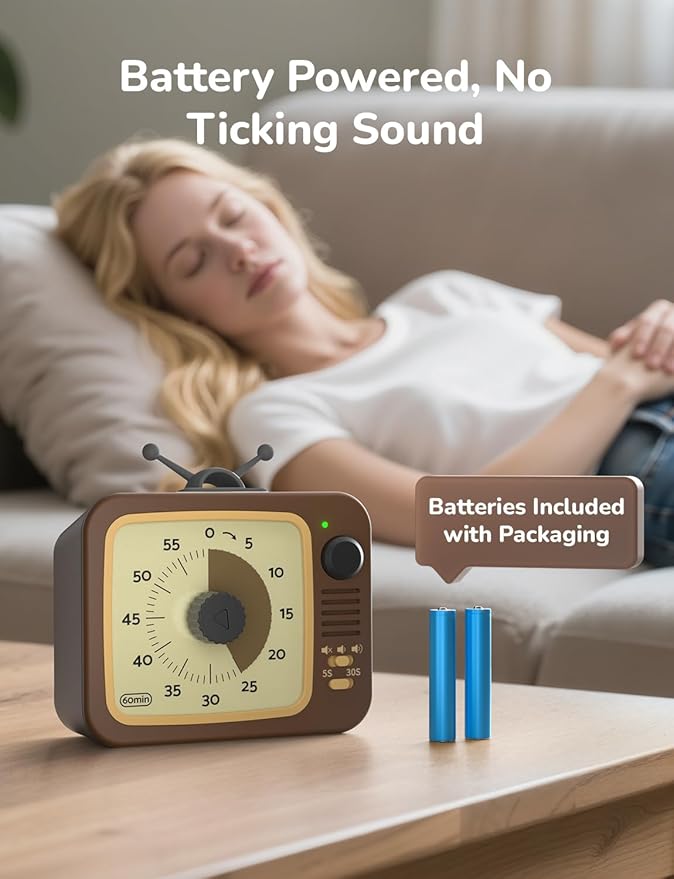 LIORQUE Visual Timer for Kids, 60-Minute Countdown Timers for Classroom Office Kitchen with Silent Operation, Kids Timer for Teaching with Cute Design