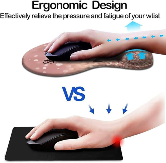 DOOKE Ergonomic Mouse Pad with Wrist Support and Coaster,Mouse Pads with Non-Slip PU Base for Home Office Working Studying Easy Typing & Pain Relief Stay Positive