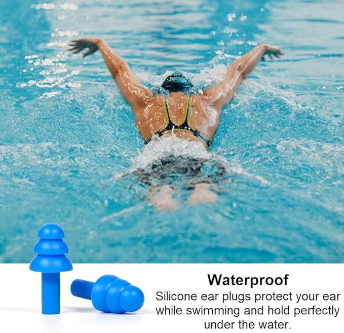 10 Pair Soft Silicone Reusable Washable Ear Plugs for Sleeping Swimming Noise Hearing Protection Earplugs Music Concerts Construction Shooting Hunting Motor Sports