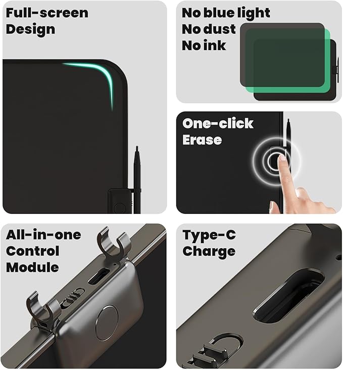 2 Pack 15 Inch LCD Writing Tablets for Kids, Reusable Doodle Board Writing Board for Back to School, Birthday Gifts, Note Board with Magnets, Dry-Erase Alternative & Sticky Note Replacement