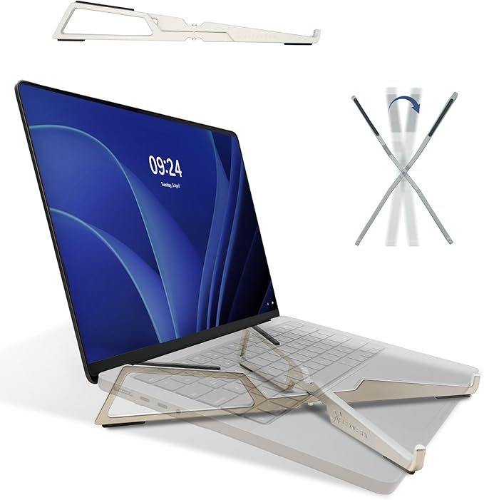 Portable Laptop Riser Stand - Lightweight & Adjustable, Compatible with Apple MacBook Pro & Air, HP, Dell, Tablet & More 10"-16" Notebooks, Pearl White