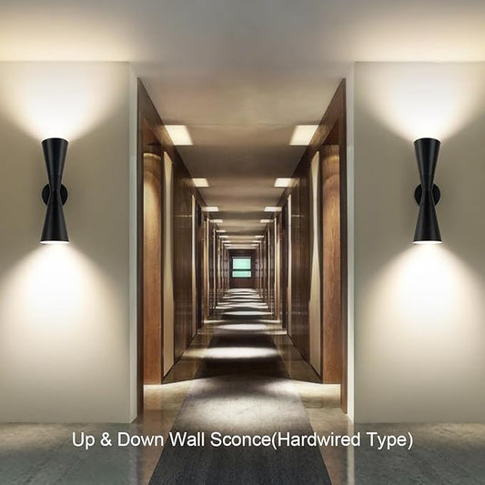 Wall Sconce Bathroom Sconces Wall Lighting, 18 inch Black Modern Sconces Up Down Lights Wall Decor Indoor Wall Light Fixtures for Living Room Hallway Staircase Bedroom Hardwired