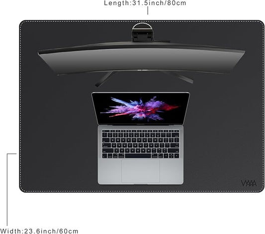 Vyaaa PU Leather Desk Mat, 32"Γ24" Office Desk pad, Large Mouse Pad, Desktop Protector for Desk, Multifunctional Keyboard Mouse Pad for Home or Office (Black)