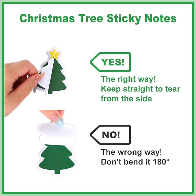 24 Packs Christmas Tree Sticky Notes Gradient Green Memo Pads 6 Colors 3 x 2 Inch Reminder Notepad for Xmas Winter Annotating Office Classroom, 480 Sheets