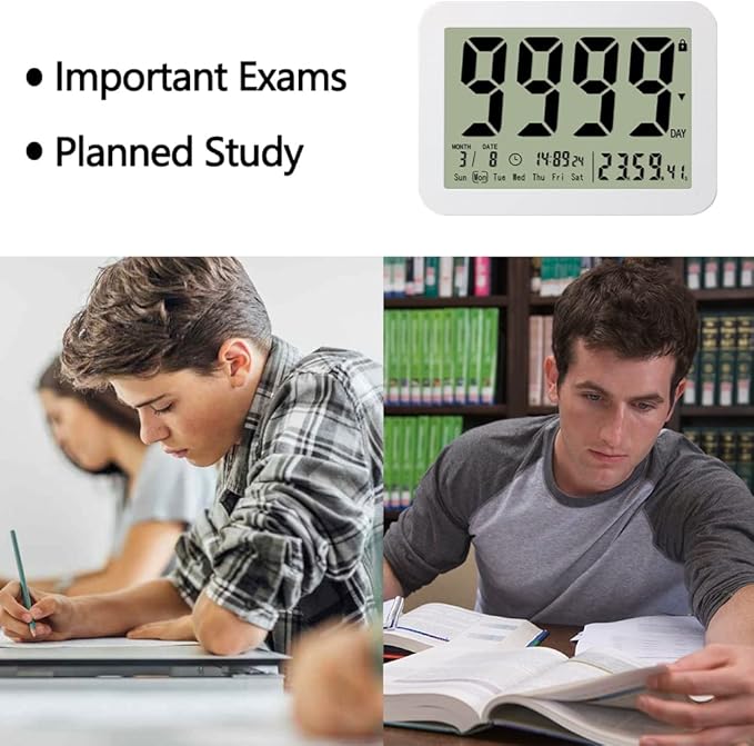 Digital Countdown Days Timer Clock- 9999 Days Count Down Timer with Stand Strong Magnetic Back for Retirement Wedding Vacation Birthday Exam Lab Kitchen Cooking