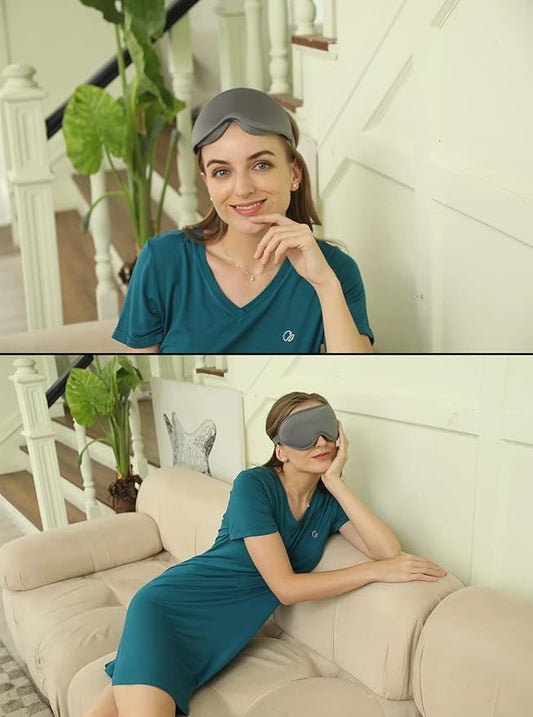 Sleep Mask, 3D Deep Contoured Eye Covers for Sleeping, 99% Block Out Light Eye Mask, Zero Pressure Cup Blindfold for Men Women, with Adjustable Strap for Sleeping, Yoga, Traveling (Grey)