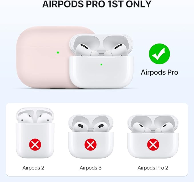 Miracase Upgrade Triple Layer Protective Liquid Silicone Case for AirPods Pro, 2019 Release LED Visible Shockproof Soft Skin Friendly Silicone Case, Pink