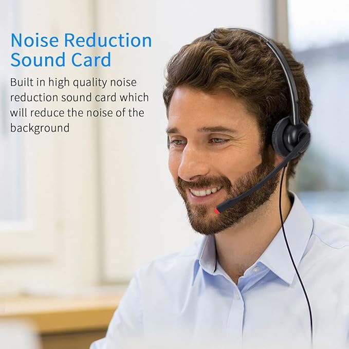 USB Headset with Mic for PC Computer Laptop Headphones with Noise Cancelling Microphone in-line Control for Home Office Online Class Skype Zoom