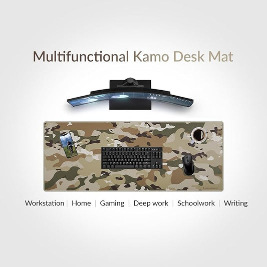 Das Keyboard Large Gaming Mouse Pad Desk Mat with Stitched Edge - Non Slip Base - Waterproof - Premium Cloth Mousepad for Home Work Gaming - Jungle Basecamp Camo