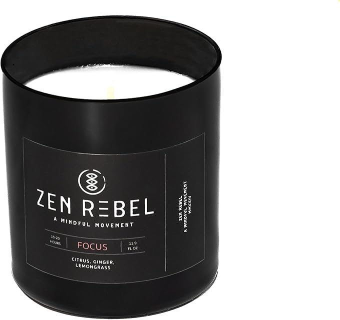 Aromatherapy Candle Focus - Daytime Citrus Blend with Ginger and Lemongrass - Natural Soy Candle for Productivity and Relaxation, Gift Candles for Men and Women