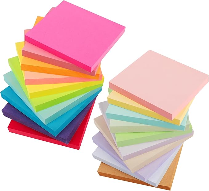 20 Pack Sticky Notes 3x3 Inches Sticky Note, Colorful Self-Stick Note Pads,Perfect for Office, Study, and Daily Life Organization,50 Sheets/pad