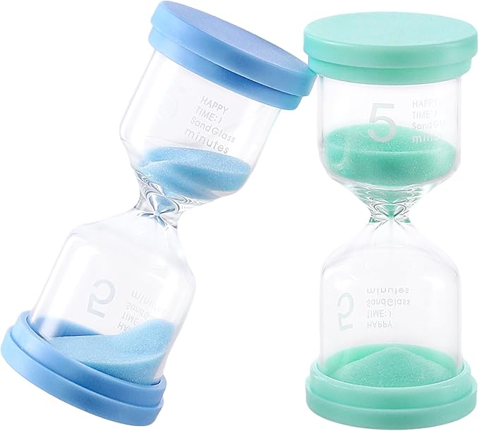 8 PCS 5 Minute Hourglass Timer, Plastic Colorful Hourglass Timer, Small Sand Clock Time for Office Kitchen Decorations