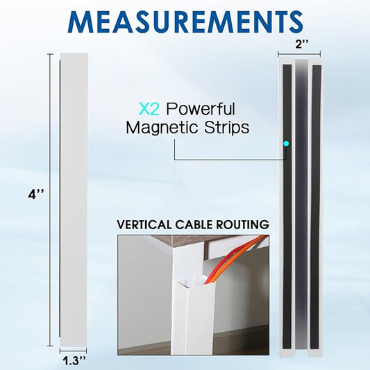 Blulu 2 Pack White Steel Magnetic 14 Inch Cable Management Channel for Under Desk Leg Vertical Wire Hider Cover Desk Cable Organizer No Drill Cord Organizer Cord Hider Management for Home Office