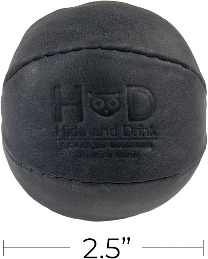 Hide & Drink, Stress Ball, Relieve Fidgeting and Anxiety, Exercise Hand, Squishy Tension Accessory, Great for The Office, Classic Style, Full Grain Leather, Handmade, Charcoal Black
