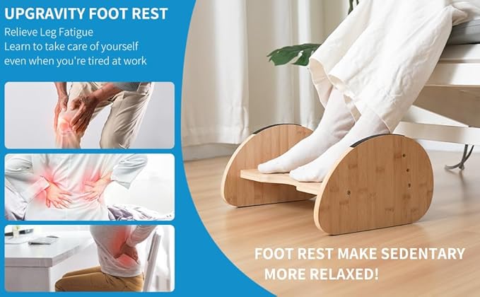 Bamboo Foot Rest for Under Desk at Work