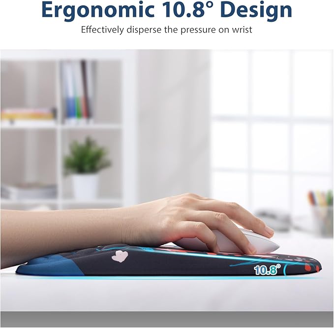 3 in 1 Ergonomic Mouse Pad and Keyboard Wrist Rest, Cute Mouse Pad with Wrist Support Massage Design, Non-Slip Wrist Pad for Mouse, Desk Mouse Set(Flower)