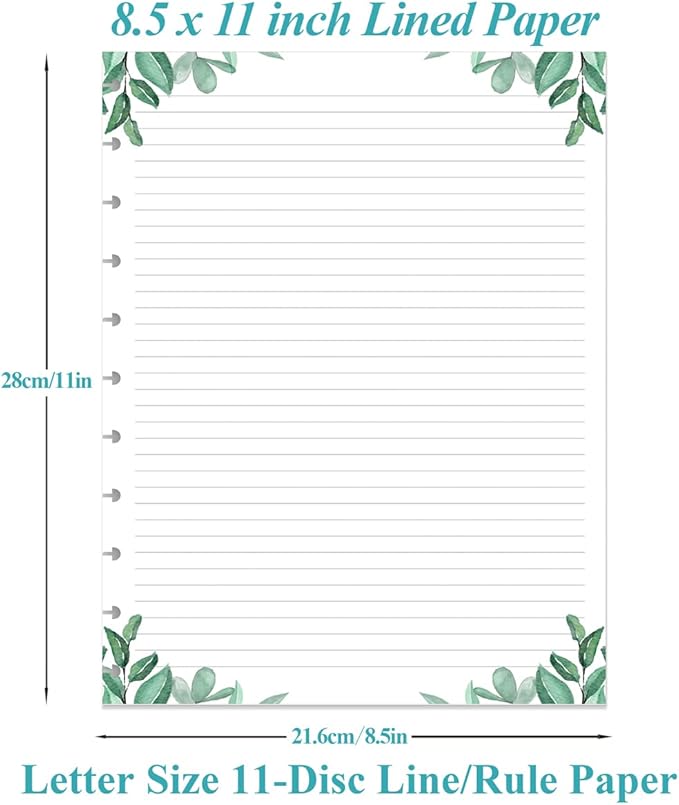 (3-Pack) A4 TUL Discbound Lined Refill Paper, 11-Disc Discbound Ruled Filler Paper, Letter Size 300Sheets / 600Pages Loose-Leaf, 100gsm, 8.5'' x 11'', Leaf