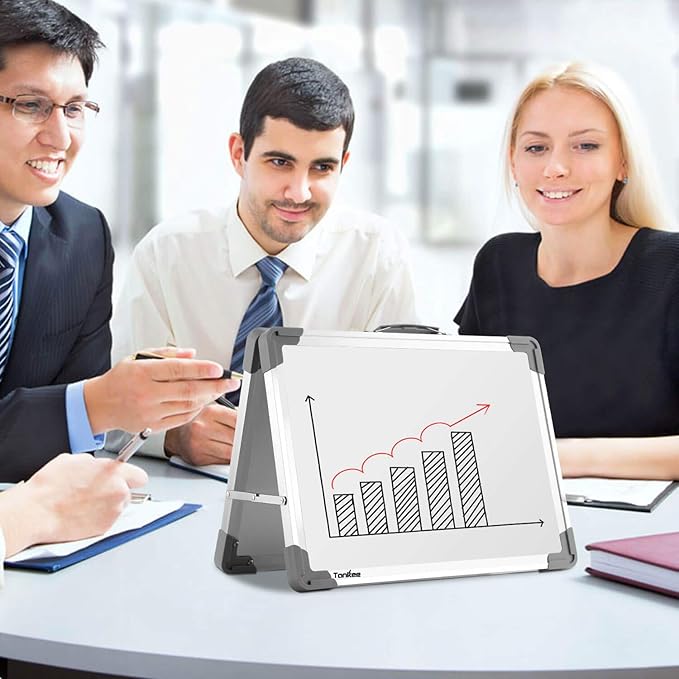 Small Dry Erase White Board – TANKEE Magnetic Desktop Foldable Whiteboard Portable Mini Easel Double Sided on Table Top with Holder for Drawing, Teacher Instruction, Memo Board