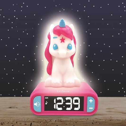 LEXiBOOK - Unicorn Digital Alarm Clock for Kids with Night Light, Snooze and Unicorn Sound Effects, Childrens Clock, Luminous Unicorn, Pink Colour - RL800UNI