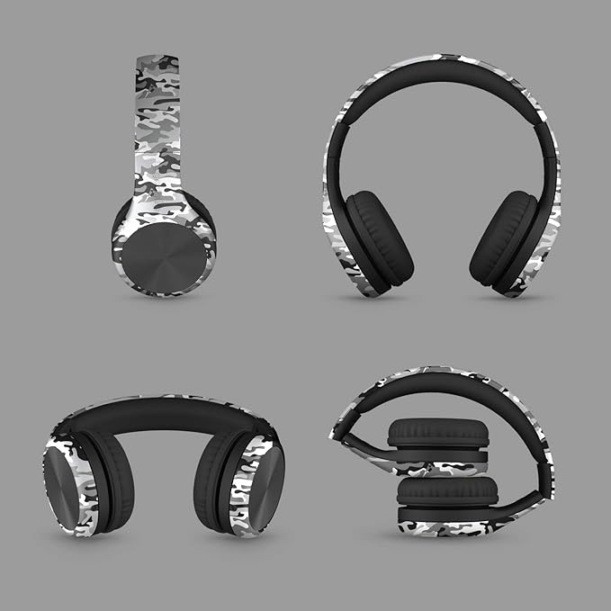 LilGadgets Connect+ Pro Wired Kids Headphones for School w/Microphone, Volume Limiting Noise Reducing Over-Ear Headset w/Cord, SharePort Technology & SoftTouch Padding, Snow Camo Headphones for Kids