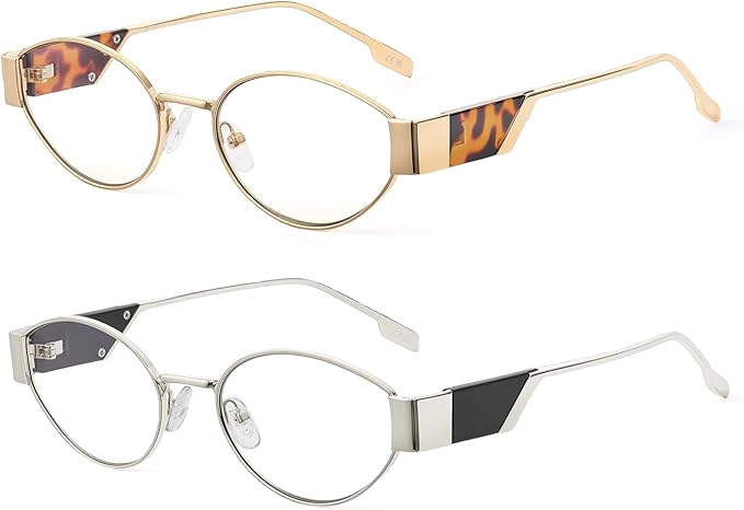 JIM HALO Trendy Oval Blue Light Glasses for Woman Men, Retro Round Computer Screen Blocker Glasses Eyes Protection UV400