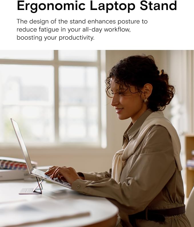 MOFT Laptop Stand for Desk, Adhesive MacBook Computer Stand with 2 Adjustable Viewing Angles, Foldable and Portable Laptop Riser Compatible with 11"-16" Laptops, Misty Cove(Adhesive Version)