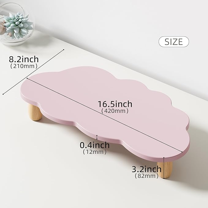 Monitor Stand Riser,Cloud Shape Wood Computer Monitor Stand, Monitor Stand Riser, Multi-Purpose Desktop Organizer Riser for Computer,Laptop,Printer,TV,Purple, Black