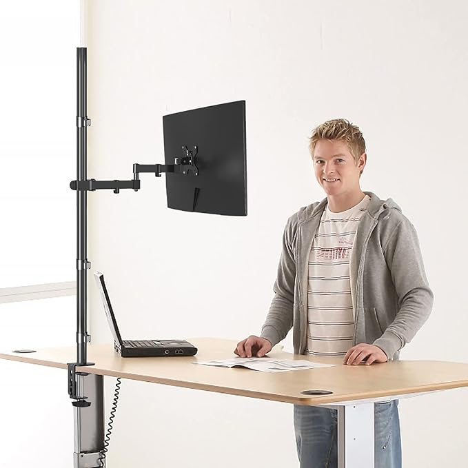 Bracwiser Monitor Mount - Single Fully Adjustable Arm Fits 13-32 inch Screen (MD71221)