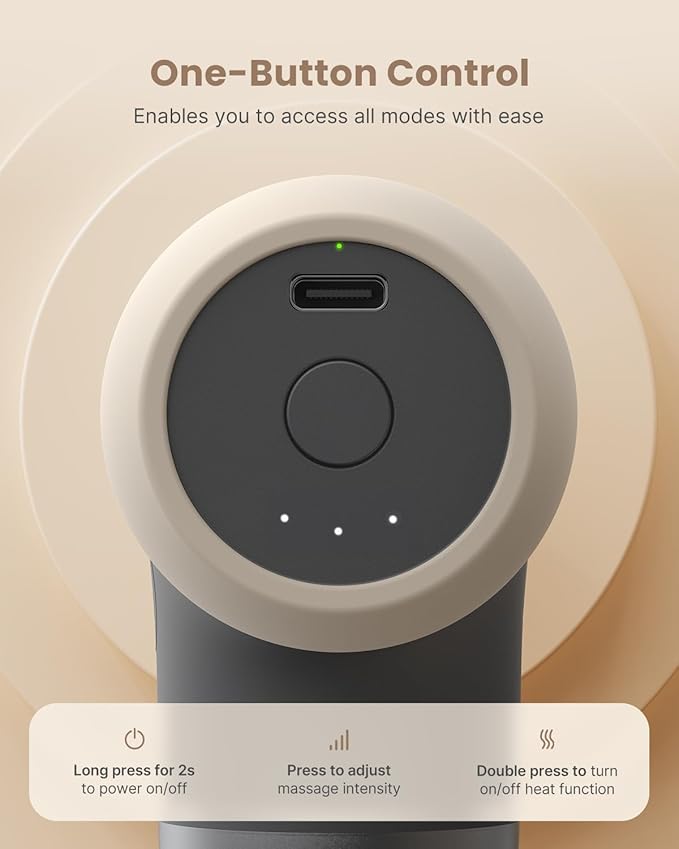 RENPHO Mini Thermal Massage Gun with Heat, Portable Deep Tissue Percussion Massager, Color Silicone Sleeves Travel Size with Carry Case, Grey