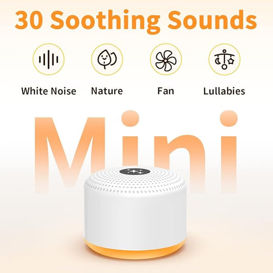 Soothing Sounds White Noise Machine Portable Sleep Machines with 30 Relaxing Sounds 12 Color Options 5 Adjustable Brightness 32 Volume Levels 4 Timer for Baby and Adult Perfect for Home Travel Office