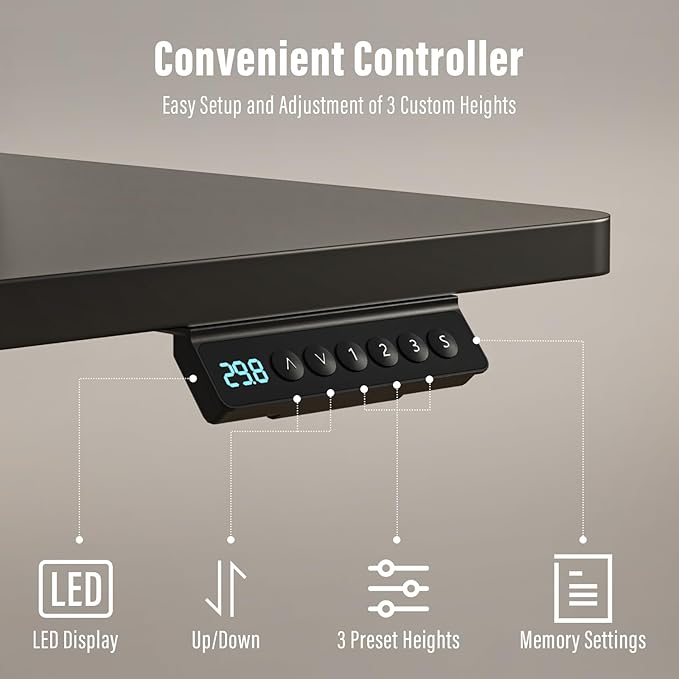 Kingant 63" x 30" Standing Desk with Drawers, Large Desktop, Ergonomic Sit Stand Desk for Home Office Work, Cable Management, 3 Preset Heights & 2 Hooks, Classic Black