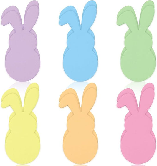 24 Pack Easter Bunny Sticky Notes Pastel Cute Bunny Sticky Notepads 6 Colors 3 x 1.5 Inch Spring Rabbit Colorful Sticky Memo Pads for School Classroom Party Decor Supplies, 480 Sheets