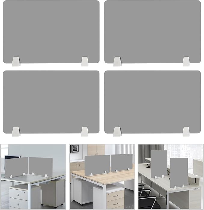 4PCS Desk Dividers Office Partitions, Privacy Desk Panel Protective, Acrylic Plexiglass Shield with Clamps for Offices Schools Call Centers - 23.6”L X15.8”W