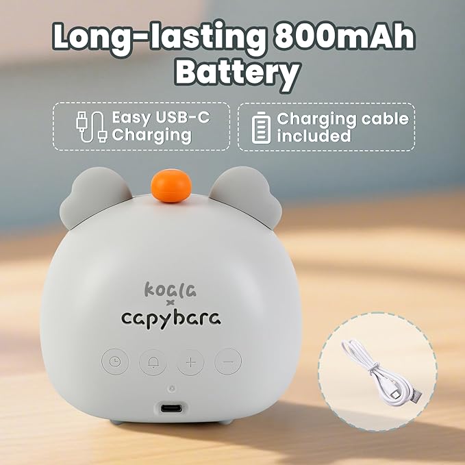 Koala Alarm Clock with Night Light for Kids – Cute Digital Sleep Trainer with LED Display, 3 Alarms, Countdown Timer, Adjustable Brightness – Rechargeable Bedside Clock for Boys and Girls