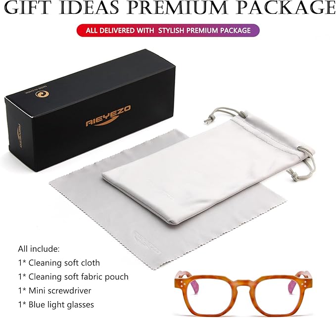 AIEYEZO Retro Blue Light Glasses for Men Women Square Thick Framed Eyeglasses Trendy Vintage Computer Glasses