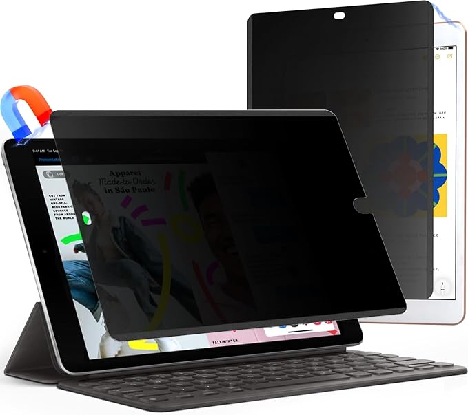 360° Magnetic Privacy Screen Protector for iPad 10.2" 9th/8th/7th Gen (2021 2020 2019), Anti Glare iPad 10.2 inch Privacy Filter, High Sensitive Bubble Free