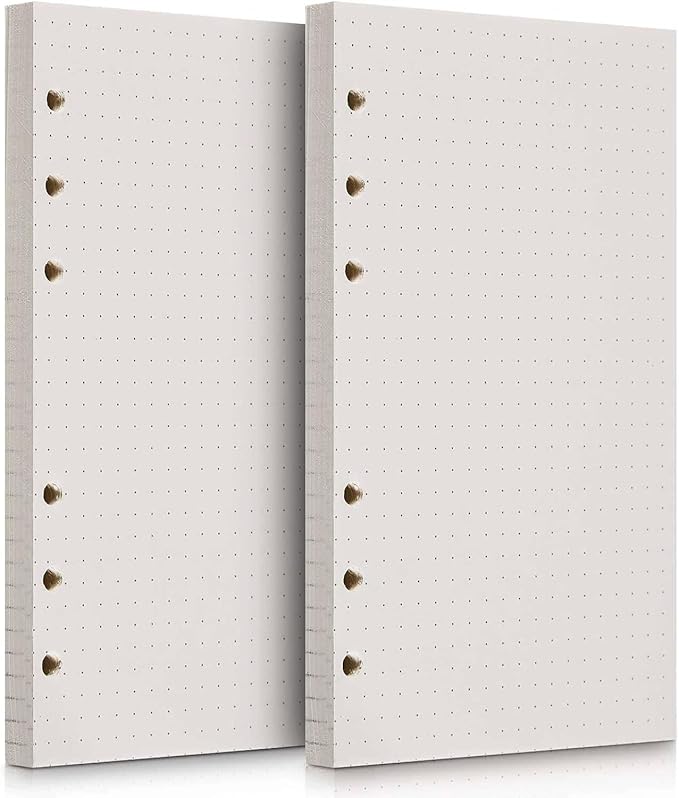 A6 Refill Paper, 320 Pages A6 Loose Leaf Paper 6 Hole Notebook Refills for 6 Ring Refillable Binder Notebook Planner Diary Journals Painting Personal Organiser-Dotted Pages
